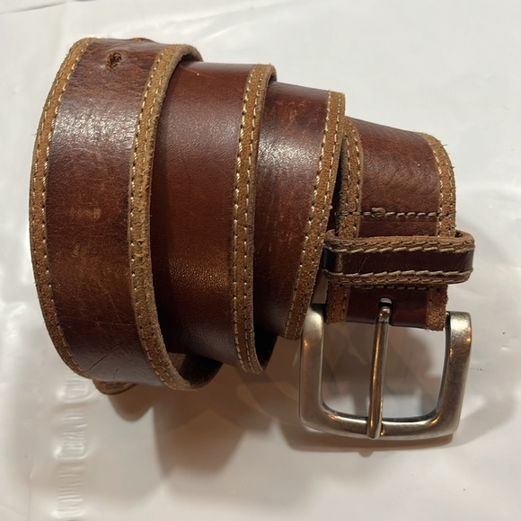 REI brown leather tan edges BELT Leather Belt REI-M7 35-39”waist 1.5”wide mens - Picture 10 of 13